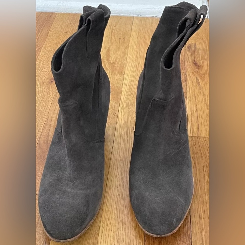 ALBERTO FERMANI brown suede leather mid calf western boots 37